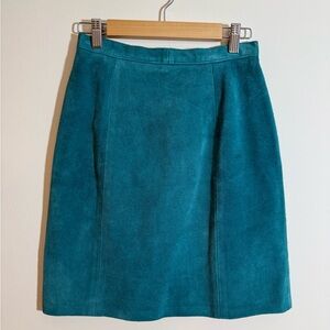 Outerwear by Phoenix Vintage Teal Genuine Leather Suede Skirt